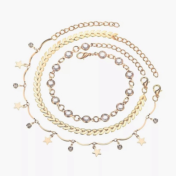 🔵𝟲𝟱%𝗢𝗙𝗙 𝗯𝘂𝗻𝗱𝗹𝗲𝘀 𝟯+🔵 NEW 3 Layered Golden Fish Bone Anklet Set - Picture 7 of 9
